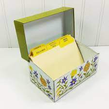 Metal Recipe Box Syndicate Mfg Vintage Floral Hinged Lid Etsy Vintage Recipe Box Metal Recipe Box Recipe Box