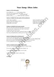 I hope you don't mind Your Song Elton John Esl Worksheet By Meck