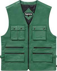 Supreme Leather Ma 1 Jacket Utility Vest Leather Waistcoat Jackets