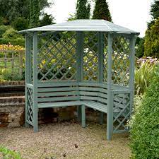 Chiltern Wooden Corner Arbour Assembly Required Departments Diy At B Q Large Backyard Landscaping Corner Garden Garden Gazebo