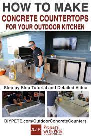 How To Make Concrete Counters For An Outdoor Kitchen Diy Pete Diy Outdoor Kitchen Countertops Outdoor Kitchen