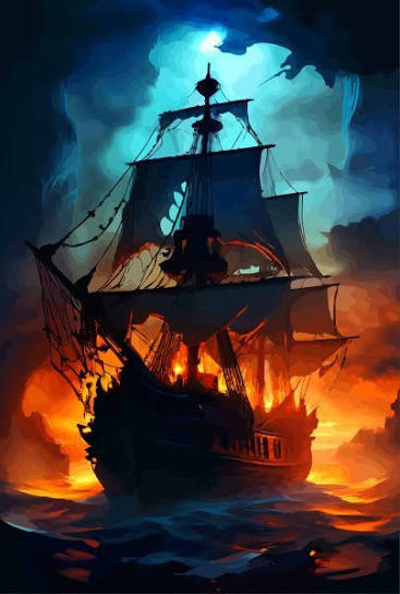 Mysterious Ghost Ship Seascape Digital Art - Viktor Levchenko