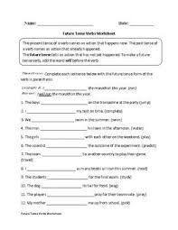 Future Tense Verbs Worksheet Verb Worksheets Future Tense Verbs Verb