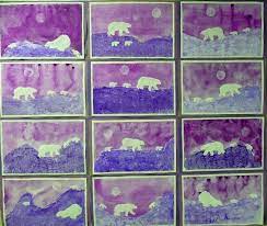 Last Year I Did A Post On My Polar Bears But Did Not Have Many Pictures Of It S Adaptation For The Classr Winter Art Lesson Winter Art Projects Polar Bear Art