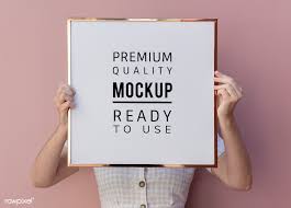 Download Download Premium Psd Of Woman Holding A Golden Frame Mockup 1210140 Frame Mockups Mockup Psd PSD Mockup Templates