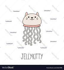Cute jellyfish cat Royalty Free Vector Image - VectorStock
