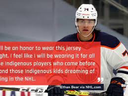 Ethan has broken countless barriers as an indigenous man to. Edmonton Oilers Ethan Bear Dons Special Cree Jersey Ahead Of Season Opener En Fuego