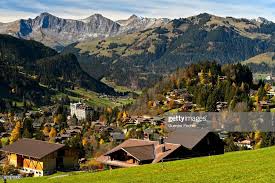Townscape With Gstaad Palace Hotel In Autumn Gstaad Bernese Gstaad Palace Hotel Places Around The World