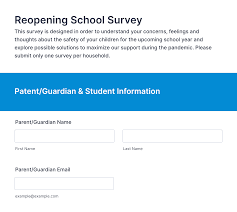 The software allows for the integration of pictures and videos in the polls and is secure and stable with features such as click. Reopening School Survey Form Template Jotform