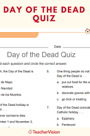 Read on for some hilarious trivia questions that will make your brain and your funny bone work overtime. Printable Day Of The Dead Quiz Teaching Dia De Los Muertos Grades 4 12 Reading Comprehension Day Of The Dead Teaching