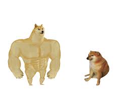 Ironic doge memes are memes that feature the doge meme in strange or surreal circumstances. Swole Doge Vs Cheems Transparent Template Swole Doge Vs Cheems Meme Template Doge Meme Create Memes