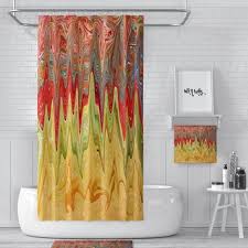 Red Yellow Modern Psychedelic Funky Shower Curtain Folk N Funky Bathroom Decor Funky Shower Curtains Funky Bathroom Abstract Shower Curtain