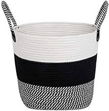 Ninipanda Lee Black And White Cotton Rope Storage Basket Storage Bins Woven Fabric Basket Storage Basket F Storage Baskets Woven Baskets Storage White Storage