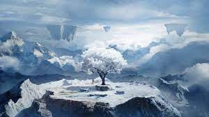 Digital Art Nature Fantasy Art Trees Mountains Sky Hinduism Trishul Shiva S Trident 1920x1080 Wallp Landscape Wallpaper White Tree Landscape