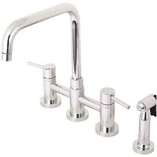 The set consists of one large piece that has both hot and cold water taps and a spout. Kingston Brass Part Hks8281dlbs Kingston Brass Modern 2 Handle Bridge Kitchen Faucet With Side Sprayer In Chrome Two Handle Kitchen Faucets Home Depot Pro