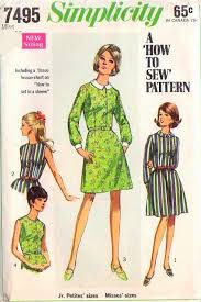 1960s How To Sew Dress Pattern Simplicity 7495 Cute Shirtdress Or Flared Skirt Dress Easy To Sew Bust 34 Vintage Sewing Pattern Uncut