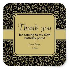 Thank You Gift Ideas For 60th Birthday Thank You 60th Birthday Number Pattern Gold Black Square Sticker Zazzle Com 60th Birthday Birthday Numbers 60th Birthday Party