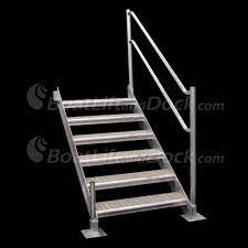 Aluminum dock stairs with railing. 6 Step Aluminum Dock Stair With Handrail