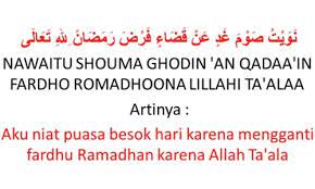Lafaz Niat Ganti Puasa Ramadhan Qada Dan Bayar Fidyah