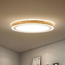 Super Thin Round Flush Lighting 15 Dia Nordic Style Natural Wood Led Ceiling Lamp Kit For Bedro In 2020 Flush Lighting Led Ceiling Lamp Light Fixtures Bedroom Ceiling