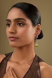 Gold Finish Cubic Zirconia & Olive Crystal Hook Earrings by Halo Jewelers  at Pernia's Pop Up Shop 2025