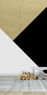 Black And White Geometric Wall Design Gold Meets Bw Geometric 1 Wall Mural From Happywall Abstract Happywall Minimalism Black Wallpaper Geometric Wall Paint White Wall Paint Gold Painted Walls