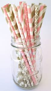 Gold Paper Straws Pink Paper Straws Party Decor Bridal Shower Tea Party Baby Shower Baby Shower Tea Pink Bridal Shower