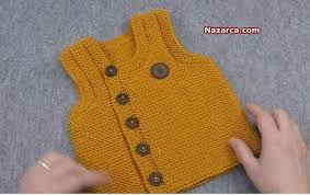 Orgu Sari Bebek Suveteri Turkce Videolu Nazarca Com Orgu Baby Knitting Patterns Suveter