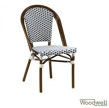 Delphi Bistro Terrace Chair Black White Bamboo Fabric Textile Stackable Gastro Rattanstuhl Garden Chair Garden Terrace Chair Terrace Outdoor Outdo Bistro Chairs Outdoor Chairs Restaurant Chairs