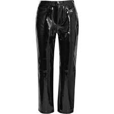 Rag Bone Patent Leather Straight Leg Pants 855 Via Polyvore Featuring Pants Rag Bone Black Straight Leg Trousers Rag Bone Pants Crop Length Pants P