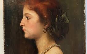 Max SCHOTT (1860-?) Portrait de femme rousse, de profil. huile sur toile  signée en bas... in France