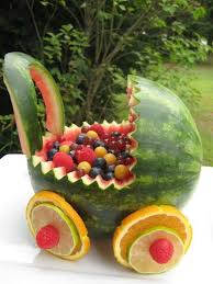 15 Fun Baby Shower Fruit Display Ideas Baby Shower Fruit Watermelon Baby Carriage Watermelon Baby