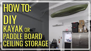 Diy network offers smart solutions for storing large items, like bikes, kayaks and surfboards, in the garage. How To Home Made Kayak Storage Hoist Hanging A Kayak In A Garage Cheap And Easy Diy Youtube