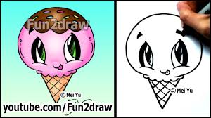 Ice Cream Yummy Dessert How To Draw Easy Tutorial Fun2draw Easy Drawings Cartoon Drawing Tutorial