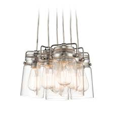 Kichler Lighting Brinley Brushed Nickel Multi Light Pendant With Cylindrical Shade 42877ni Destination Lighting