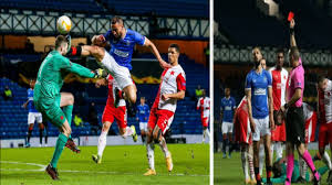 Slavia prague inflicted rangers' first defeat at ibrox in just over a year to knock the the goalkeeper had to be replaced, but he returned to the bench for the closing moments after receiving treatment. Photo Of Slavia Prague Goalkeeper Ondrej Kolar Injury After Kemar Roofe Head Kick Vs Rangers Youtube