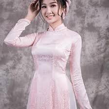 Mua Áo dài gấm trơn màu hồng phấn | Tiki