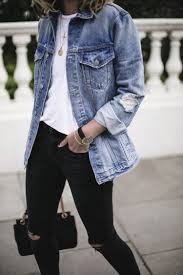Womens Black And Blue Denim Jacket Women S Casual Style Blue Jean Jacket Outfits Jean Jacket Outfits Denim Jacket Outfit