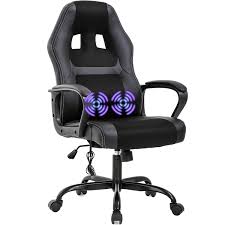 Pc Gaming Chair Massage Office Chair Ergonomic Desk Chair Adjustable Pu Leather Racing Chair With Lumbar Support Headrest Armrest Task Rolling Swivel Computer Chair For Women Adults Black Walmart Com Walmart Com