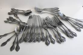 Flatware patterns stainless flatware french pattern serving spoons glassware stainless vintage tableware manor house serving piece. Vintage Stanley Roberts Korea Stainless Flatware Heavy Ornate Floral Rose Pattern Silverware