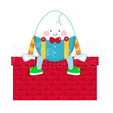 A black and white vector of humpty dumpty story. Humpty Dumpty Cute Digital Clipart Mother Goose Rhyme Clip Etsy