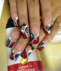 Black And Red Acrylic Nail Ideas Black White Red Long Nails Red Nails Acrylic Nail Designs Long Nail Designs