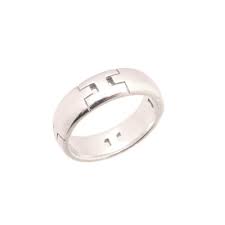 Bague Hermes Alliance H T 51 En Or Blanc 18k 6 6gr