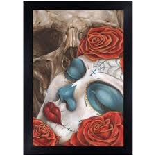 Amazon.com: Sugar Skull & Red Roses by Eric Quezada Mexican Tattoo Artwork  Framed Art Print : Home & Kitchen