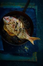 Baked Whole Snapper With Lemon Oregano Olives And A Lemon Beurre Noisette Fish Recipes Fish Food