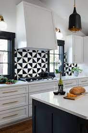 Both modern and traditional elements into their upstate new york kitchen. 19 Black White Kitchen Backsplash Ideas Make It Contrast Kitchen Feature Wall Geometric Tiles Kitchen Geometric Kitchen