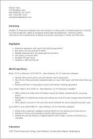 Job duties for a tv anchor. Tv Production Assistant Resume Template Myperfectresume