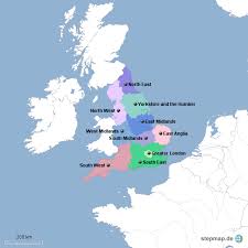 Karte in voller grösse anzeigen: Stepmap England Regionen Beschriftet Landkarte Fur Grossbritannien
