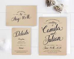 Printed Cheap Wedding Invitation Suites Kraft Paper Simple Etsy Affordable Wedding Invitations Printing Wedding Invitations Inexpensive Wedding Invitations
