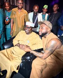 Veteran musician Ebenezer Obey and Davido were together at Chief Dele Momodu's 65th birthday celebration yesterday.